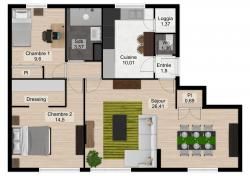  BREST : très bel appartement de 71m² avec 2 chambres, rénové et sans vis-à-vis